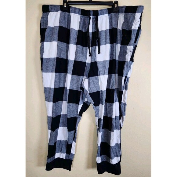 Old Navy‎ Flannel Jogger Lounge Pants Adult black 3XL Plaid Drawstring Elastic - Picture 1 of 11